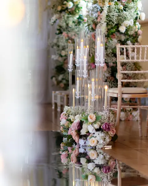 Glass candle poles with florals