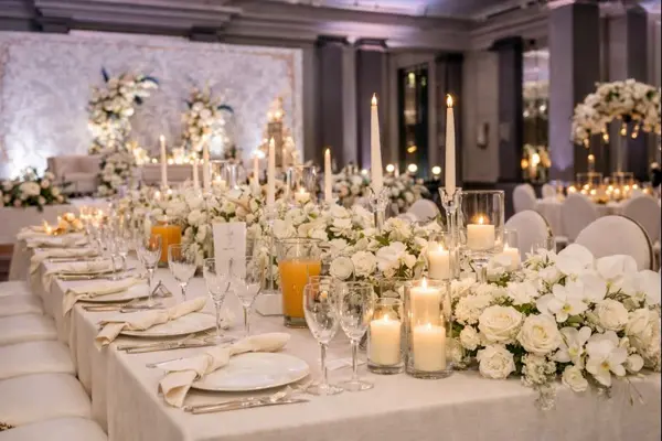 VIP long table in white and ivory