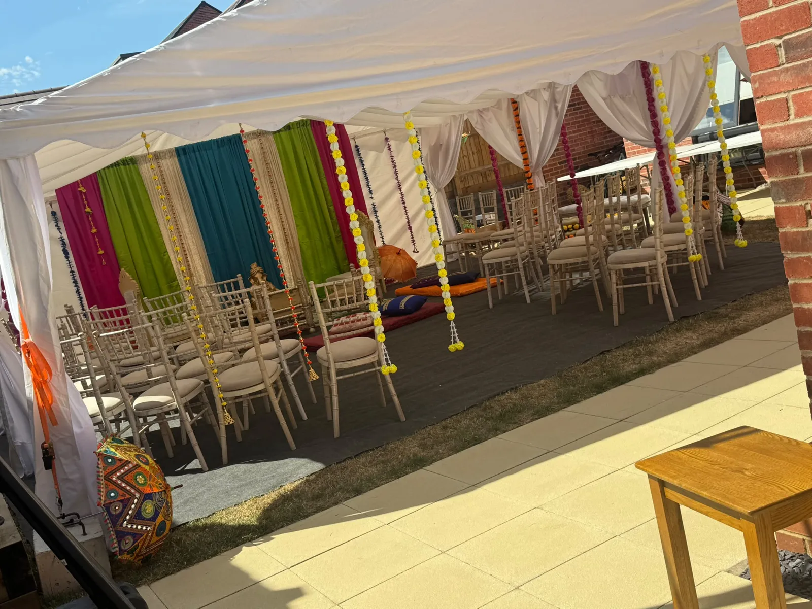 Colourful jago marquee with chairs