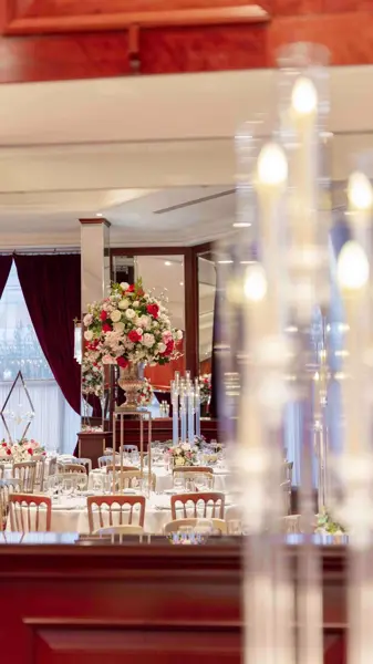 Glass candle poles with florals