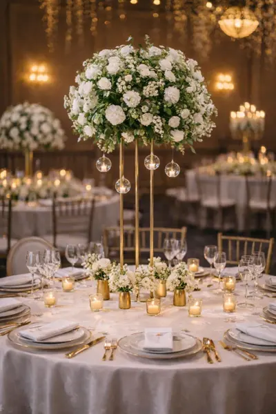 Long candle pole with hanging baubles