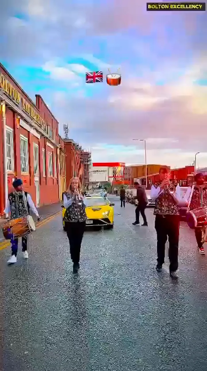 Indian band baja playing at a wedding baraat