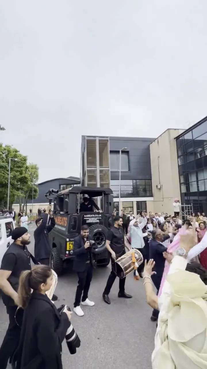 DJ truck and dhol bringing the baraat to the venue