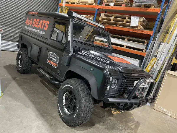 DJ truck being prepared in a workshop